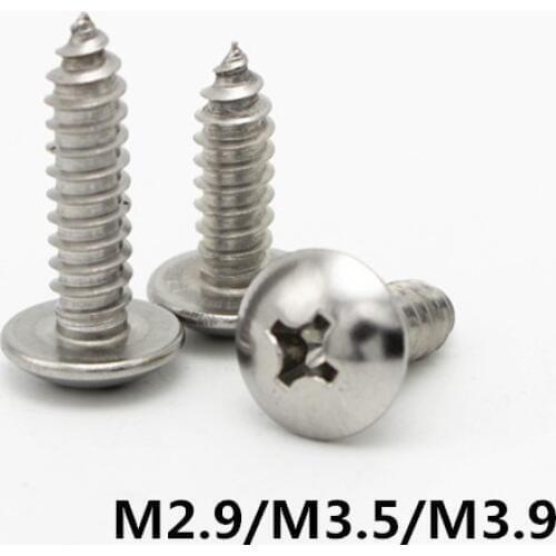 M2.9/M3.5/M3.9 JISB1122T Truss Self Tapping Screws Big Round Screw 304 Stainless Steel Large Cross Recessed Mushroom Head Screw