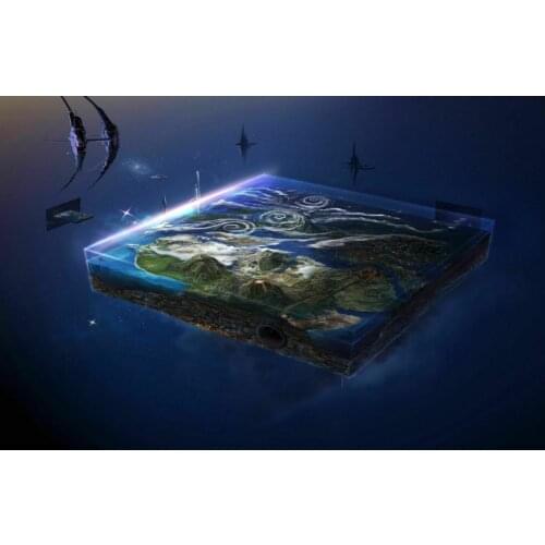 Flat Earth Surrounded by Spaceships Art Film Print Silk Poster Home Wall Decor 24x36inch