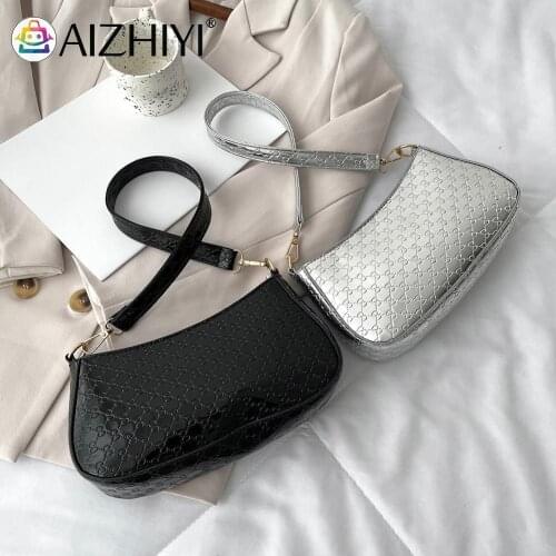 Stylish Female Street Armpit Handbags PU Leather Embossing Shoulder Underarm Bag Casual Ladies Zipper Small Handbag