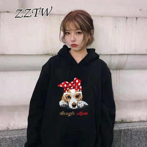 Kawaii Dog Prints Hoodie Women Long Sleeved Female Sweatshirt Beagle Mom Vintage Streetwear Womens Fashion Harajuku Tops