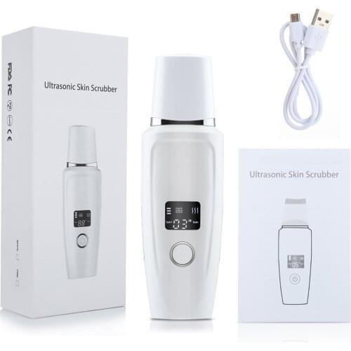 LCD Display Ultrasonic Skin Scrubber Deep Face Cleaning Peeling Shovel Facial Pore Cleaner Face Scrubber Lift Skin Care Tools