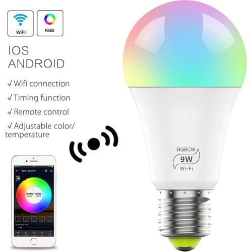 Smart E27 LED RGB Magic Light Bulb Lamp 9W 100V-240V LED Spotlight Bulb Bluetooth 4.0 APP Control Home Decorative Lights