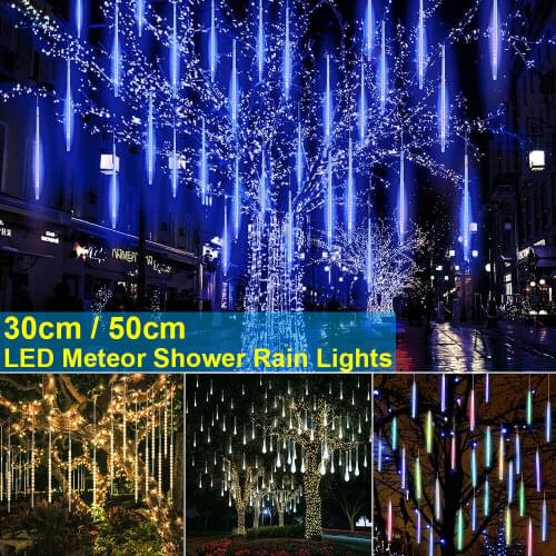 30 50cm 8 Tubes Waterproof Meteor Shower Rain LED String Lights Outdoor Christmas Decoration Tree Fairy Lights Holiday Lighting