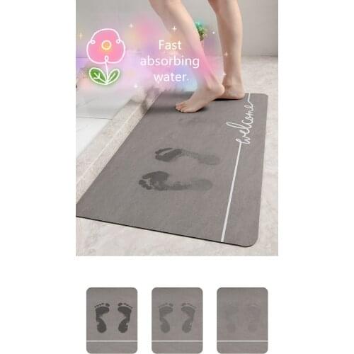 Absorbant Mat Suede Fabric Bath Mat Non-slip Household Quick-dry Door Carpet Bathroom Floor Mat Wash By Washing Machine