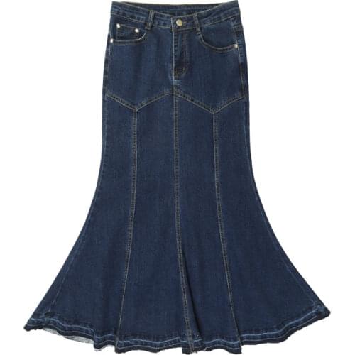 2020 New Womens Denim Skirt Elastic Stretch Ankle Length Long Jeans High Waist Hip Lifter Fishtail Skirt Plus Size S 6XL 8XL 40