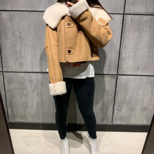 Ladies shearling jacket genuine leather jacket hooded women suede leather jacket