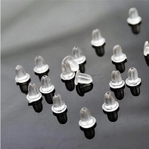 100PCS Holders Stoppers Soft Nut Silicone Heavy Duty Rubber Earring Backs Sleeves Jewellery Accessories
