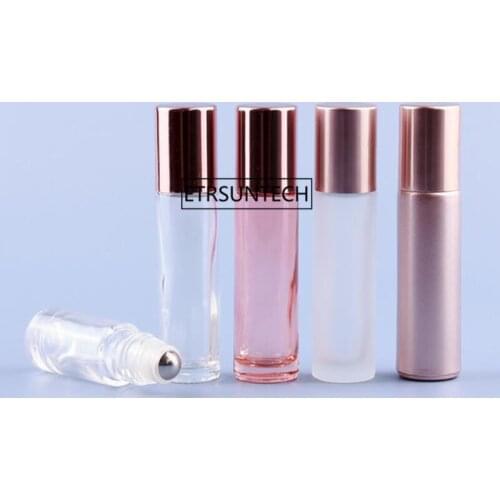 150pcs 10ml Pink Color Thick Glass Roll On Essential Oil Empty Perfume Bottle Roller Ball bottle For Travel F3943