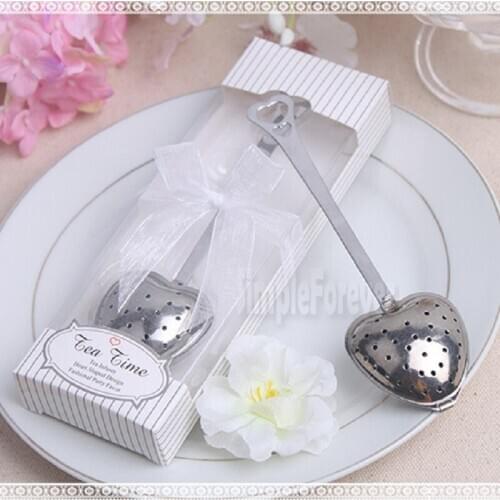 200pcs Wedding Gift and Giveaways Tea Time Heart Tea Infuser Favor In Teatime Gift Box
