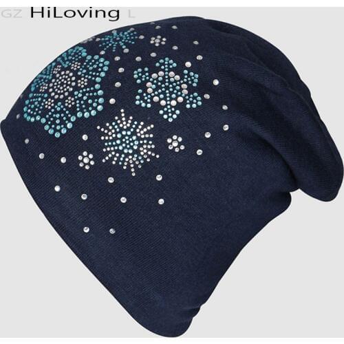 2016 Winter Beanies Solid Color Autumn Cotton Hats For Women Big Knitting Slouch Diamond Beanie Hats Style Women Baggy Hat Knit