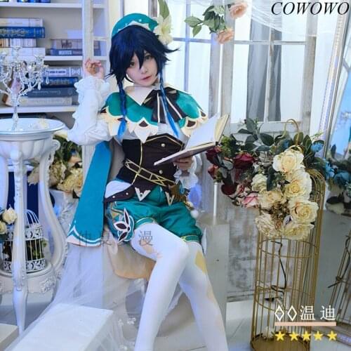 Anime! Genshin Impact Venti Game Suit Lovely Uniform Cosplay Costume Halloween Party Outfit For Women 2020 NEW Free Shipping