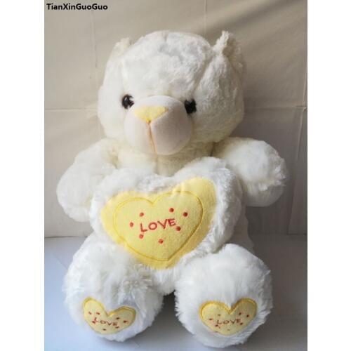 Large 60cm white teddy bear plush toy love bear soft doll throw pillow birthday gift h2458