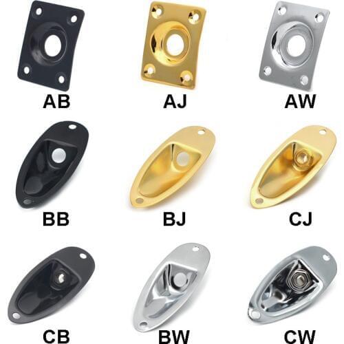 Black Boat Input Output Jack Plate Socket With Screws Guitar Parts Knobs Jacks Switches