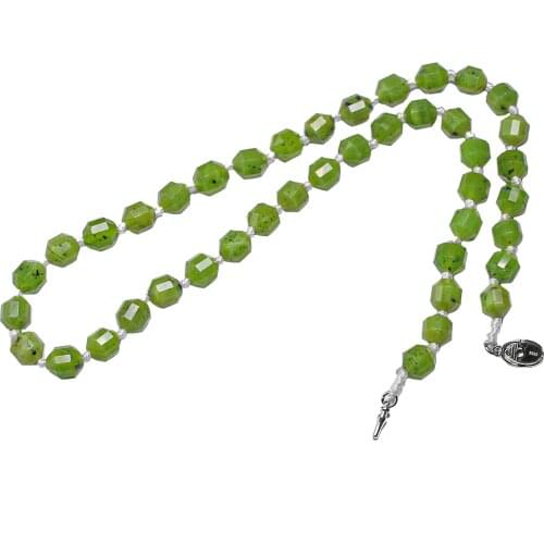 925 Silver Chokers Natural Geometric Gem Green Canadian Nephrite Jades Stone Beads Necklace For Women Handmade Knotted 8MM