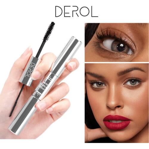 DEROL Brand Double-headed mascara Silk Fiber Eyelash Mascara Makeup Magic fiber Black Waterproof Eyelash Extension