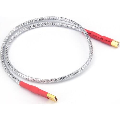 HIFI 5NOCC Single Crystal Silver USB 2.0 A to B , A to A Cable, Hi-END Type A to Type B Audio Cable, Hifi Data Cable DAC