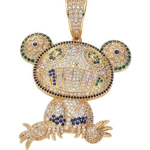 Hip Hop Iced Out Frog Pendant Necklaces For Men Women Charm Chain Jewelry Gifts Full Micro Pave Zircon Necklaces