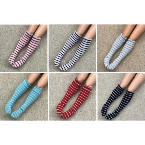 1 Pairs Stripe Blyth doll Stock Suitable for Licca, Azone, Barbi 1/6 Doll Socks Clothes Accessories for dolls