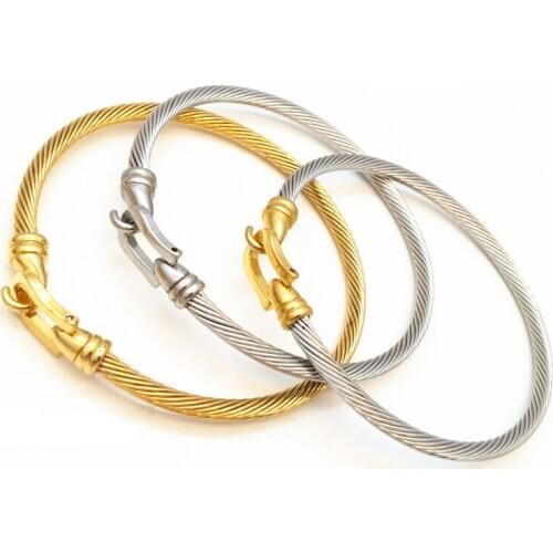 Looker Classical Brand High Quality Stainless Steel Gold Color Buckle Bangle Bracelet Jewelry Brazalete Pulseras Joyeria Mujer