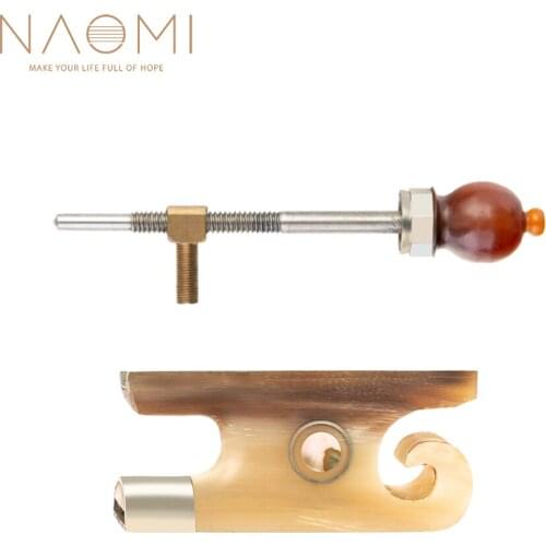 NAOMI Snail Tail Style Violin Bow Frog Ebony/Ox horn Abalone Shell Inlay And Screw Tip Replacement For DIY 4/4 Violin Bow