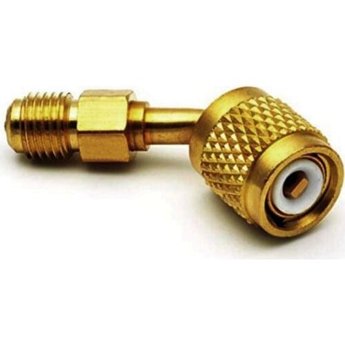 Ductless Mini Split System Charging Vacuum Port Adapter Swivel Type, 5/16 Female, 1/4 Male SAE