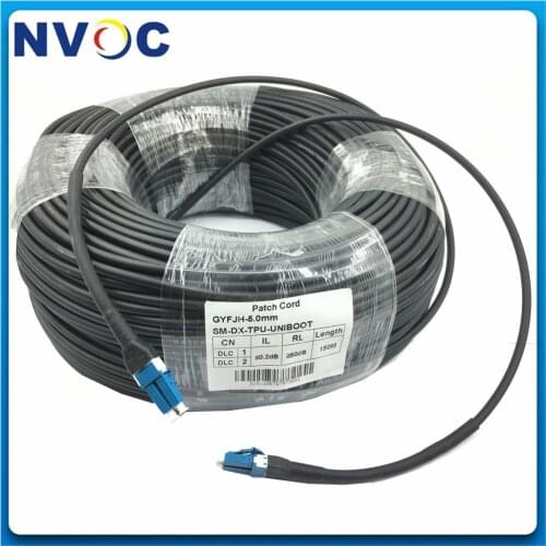 IP67 2Core 2F Duplex 50M MM 50/125 Multimode OM3-150 5.0mm LSZH Black 2C LC-LC Uniboot Fiber Optic Patch Cord Cable without Reel