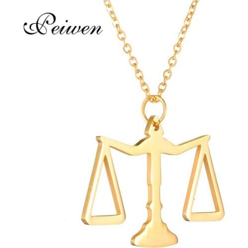Fashion Judge Balance Pendant Necklace Stainless Steel Gold Silver Color Choker Statement Chain Necklaces for Women Men Jewelry