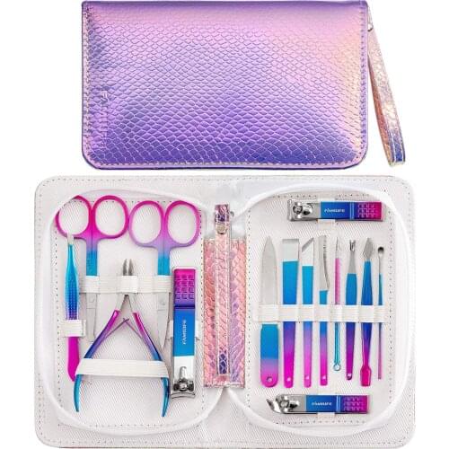 FAMILIFE Nail Clippers Set Manicure Set 15 Pcs Pedicure Kit Set Stainless Steel Professional Facial Care Kit Grooming Kits