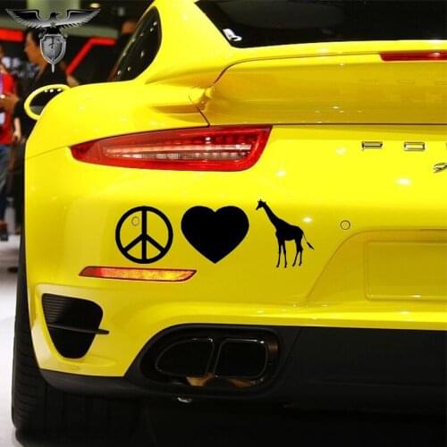 EmpireYing 3 Sizes 8 Colors Peace Love Giraffe Car Sticker Truck Door Africa Zoo Safari Cute Animal Prints Christmas Vinyl Decal
