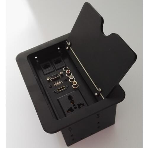 Short Brush multimedia tabletop socket / HDMI audio USB VGA multimedia slide brush outlet for conference system sliding outlet