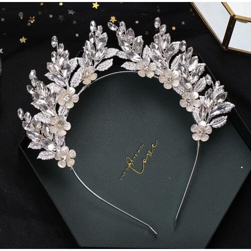 Silver Color Leaf Rhinestone Hairband Hair Hoop Bride Hair Accessories For Women Wedding Accessories Headband Tiara Hairband