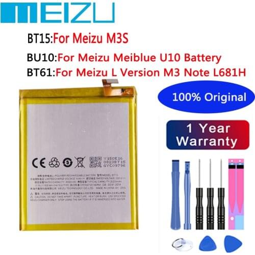 Original High Quality 3020mAh BT15 For MEIZU M3S 4000mAh BT61 For Meizu L Version M3 Note L681H BU10 For Meizu BU10 Battery