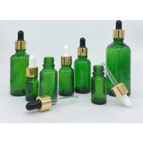480pcs 5ml,10ml,15ml,20ml,30ML,50ml,100ml Reagent Eye Dropper Drop green Glass Aromatherapy Liquid Pipette Bottle Refillable