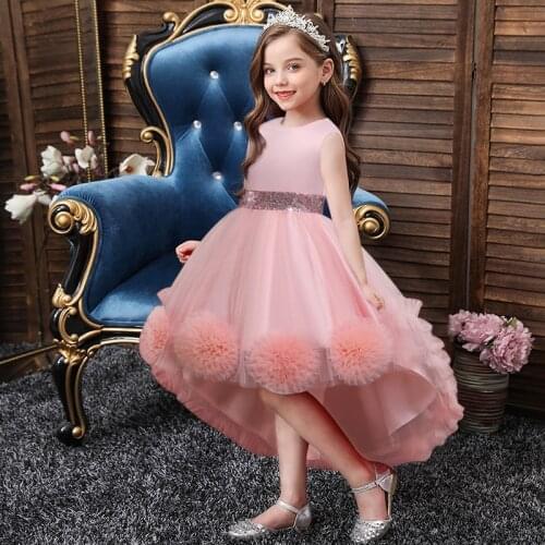 Girl dress net yarn flower bow sweet sleeveless tail fluffy dress princess dress fancy party dress wedding dress dress for girl