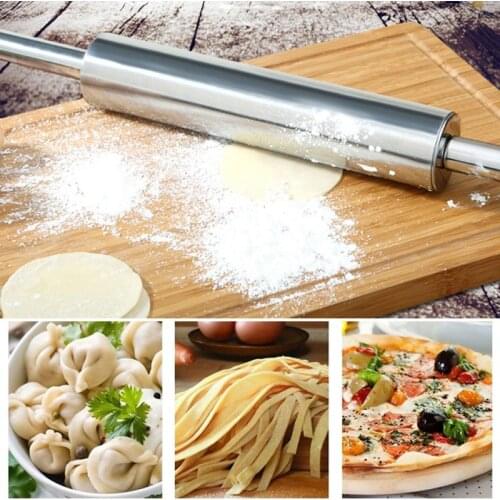 Stainless Steel Rolling Pin Non-stick Pastry Dough Roller Bake Pizza Noodles Cookie Pie Making Baking Tools Kitchen Accessories