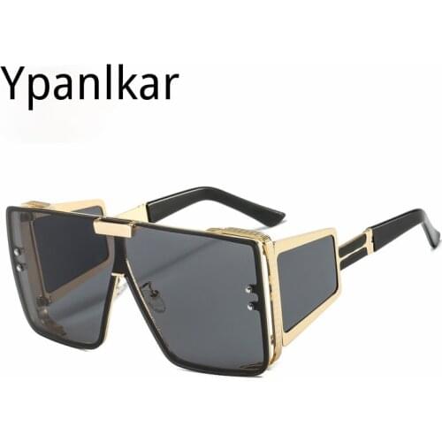 2021 New Luxury Brand Square Oversized One Lens Sunglasses For Men Retro Women Fashion Shades UV400 Vintage Gradient Sun Glasses