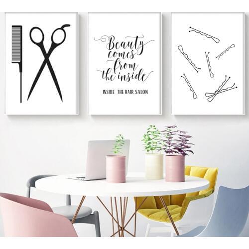 Hair Salon Decoration Hairdressing Scissors Hair Quote Posters and Prints Hairdresser Gift Beauty Salon Wall Art Canvas Painting