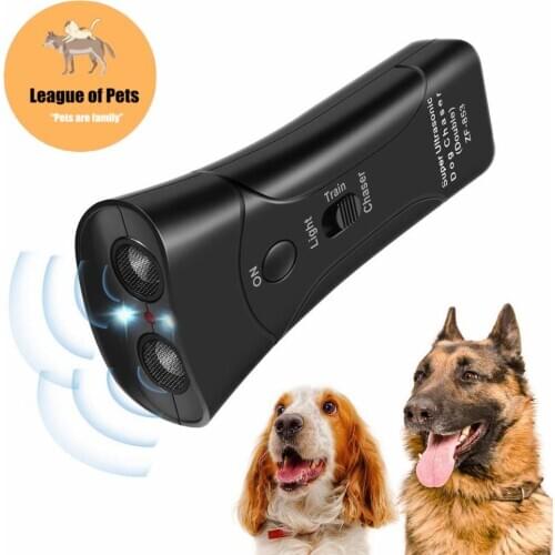New Ultrasonic Dog Chaser Aggressive Attack Dogs Repeller Pets Trainers LED Flashlight Useful Pet Supplies Dog Training Tools