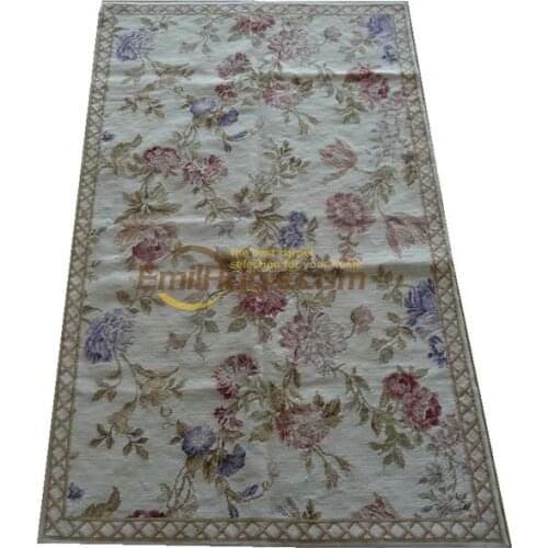 Vintage Royal Design With Floral Embroidery Points Antique Chinese Hand-made Wool Sofa Floor Use Natural Sheep Wool
