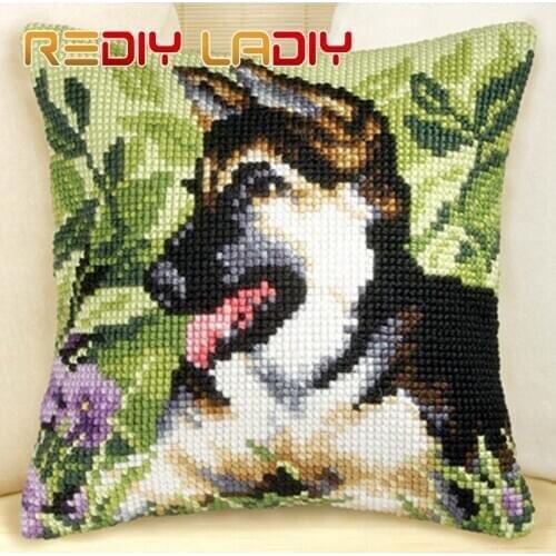 Cross Stitch Cushion Cover Puppies Kitten Sofa Pillow DIY Chunky Cross-Stitch Kits 100% Acrylic Yarn Pillow Case Hobby & Crafts