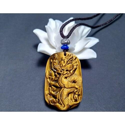 Natural tiger eye stone dragon brand Pendant Zodiac dragon fashion dragon flying jade pendant lucky Amulet