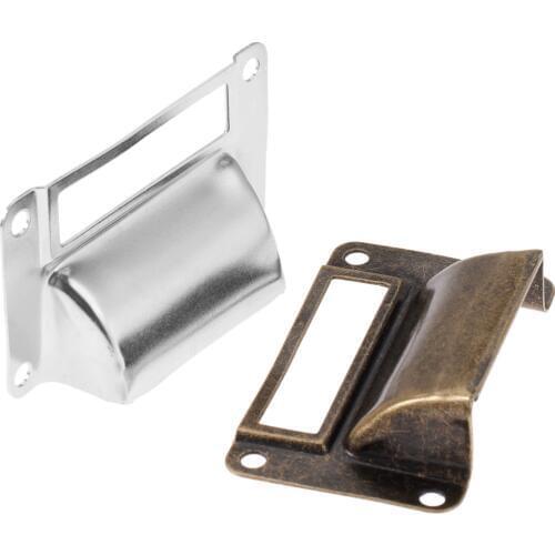 1Pc 66x39mm Antique Furniture Cupboard Shell Label Tag Pull Handle Card Holder Kitchen Drawer Cabinet Handle Knob Bronze/Silver