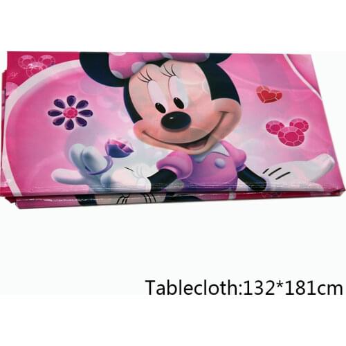 180*108 CM 1pc Minnie Mouse Theme Tablecloth for Baby Kids Birthday Party Decoration Table Cover Event Party Supplies