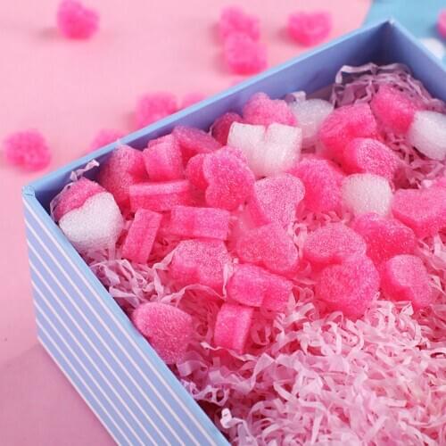 50pcs/bag Pink Mini Heart Love Beads Foam Strip Slime Gift Box Fluffy Slime Filler Sludge Clay Packing Wedding Flower Box Filler