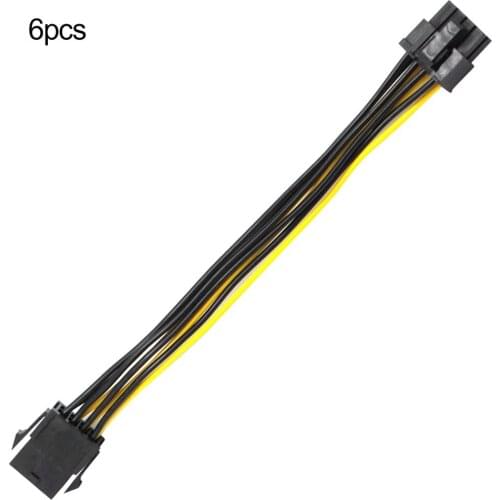 6PCS Graphics Card 8Pin Female To 6+2Pin Male Slide Rail Power Extension Cord 32CM Power Extension Cable Male To Female