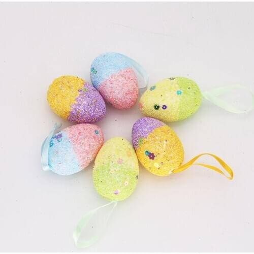 6PCS/pack Easter Eggs Foam Eggs Decor Bird Pigeon Egg Happy Easter Decoration Festival Home Party DIY Craft for Kids Gift Favors