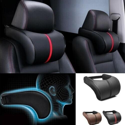 1pc Car Leather Neck Pillow Rest Cushion Pillows Auto Accessories Camping Supports Flight Travel Car Styling Seat Car N7I1