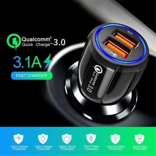 Car Charger Dual USB Quick Charge 3.0 2.0 For Samsung S10 Plus QC 3.0 Phone Charger Adapter Car-Charger For Xiaomi mi 9 iPhone