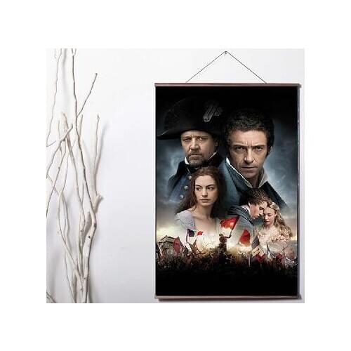 More Style Choose Les Miserables Movie Art Print canvas Poster Canvas Scroll Painting with wood