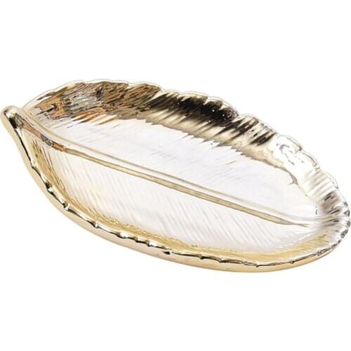 Nordic Room Decor Ceramic Leaf Tay Pad Key Trinkets Necklace Jewelry Holder